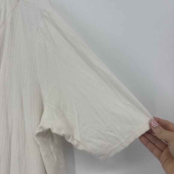 J Jill Wearever Collection Cream Short Sleeve Shirt Size XL Ribbed Stretch - Picture 3 of 9
